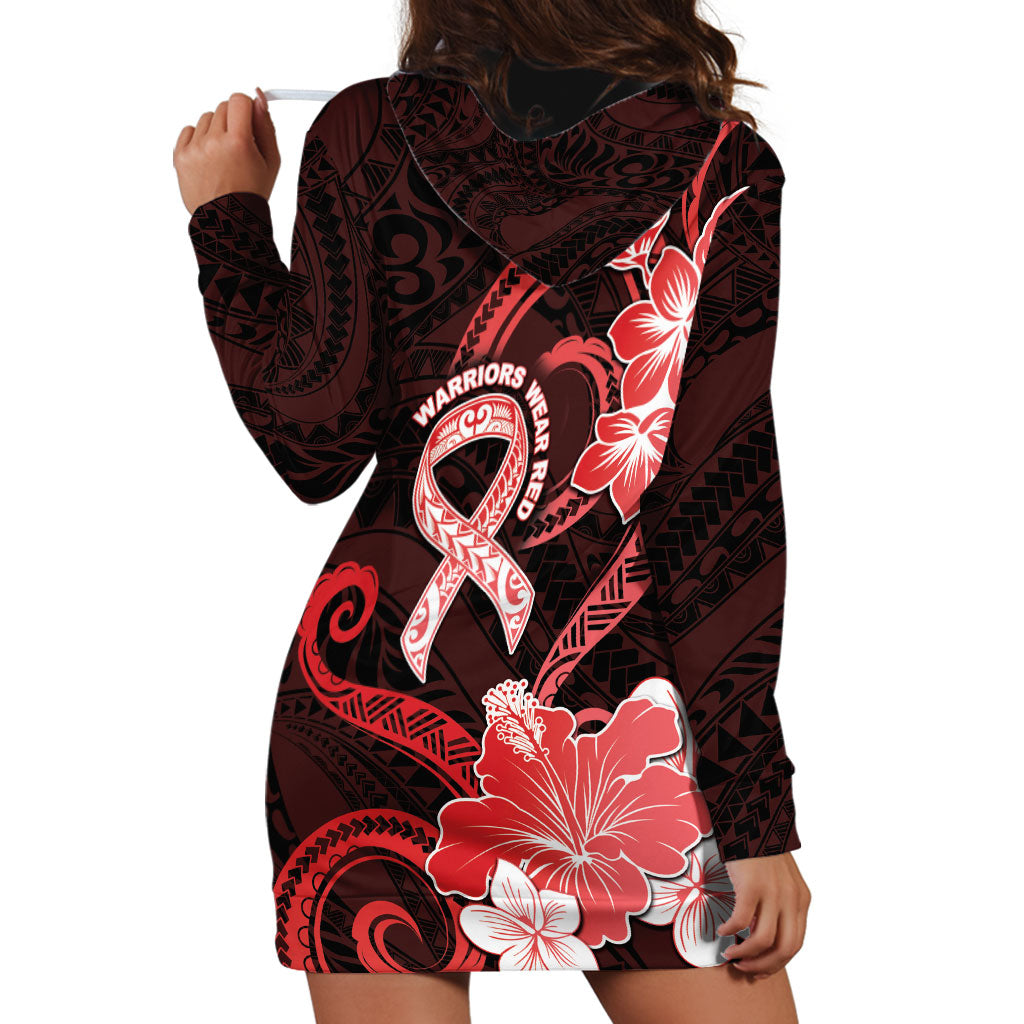 Heart Health Support Hoodie Dress Warrior Wears Red Polynesian Style