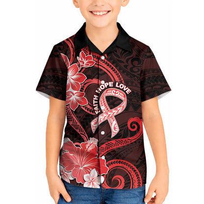 Heart Health Support Kid Hawaiian Shirt Warrior Wears Red Polynesian Style