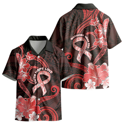 Heart Health Support Kid Hawaiian Shirt Warrior Wears Red Polynesian Style