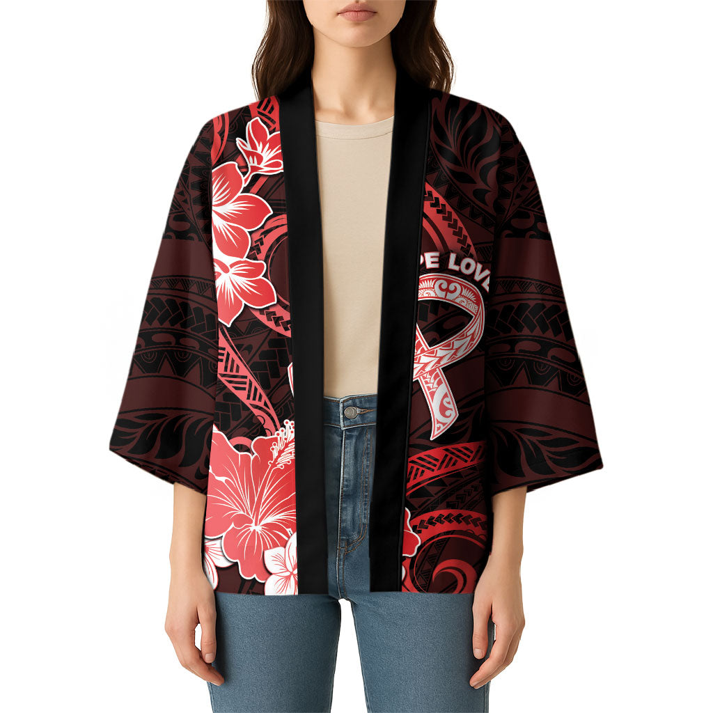 Heart Health Support Kimono Warrior Wears Red Polynesian Style
