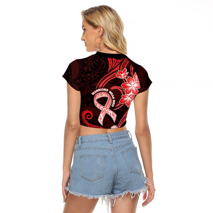 Heart Health Support Raglan Cropped T Shirt Warrior Wears Red Polynesian Style