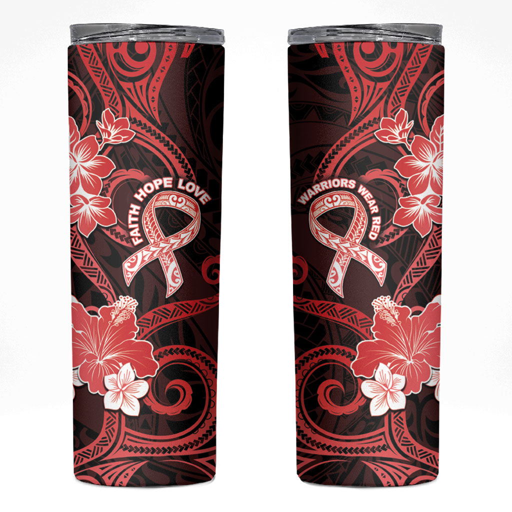 Heart Health Support Skinny Tumbler Warrior Wears Red Polynesian Style