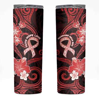 Heart Health Support Skinny Tumbler Warrior Wears Red Polynesian Style
