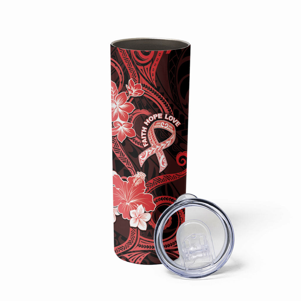 Heart Health Support Skinny Tumbler Warrior Wears Red Polynesian Style