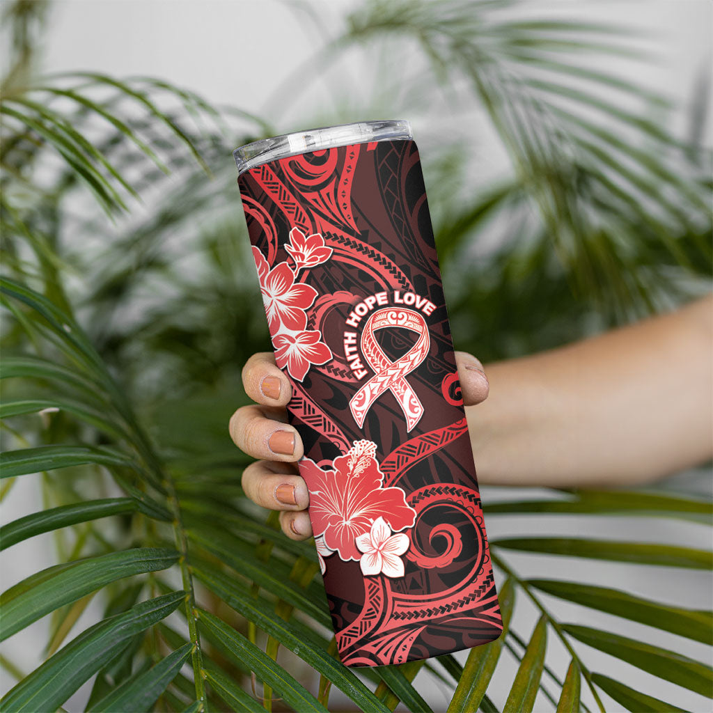 Heart Health Support Skinny Tumbler Warrior Wears Red Polynesian Style