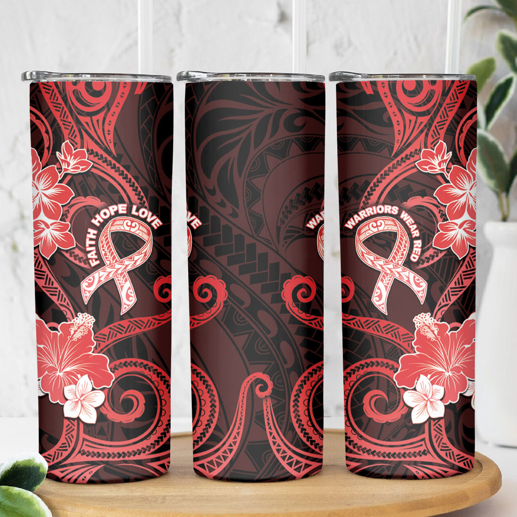 Heart Health Support Skinny Tumbler Warrior Wears Red Polynesian Style