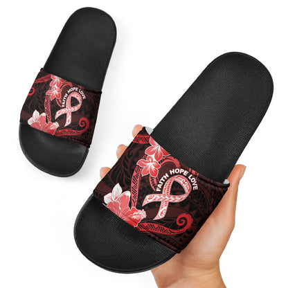 Heart Health Support Slide Sandals Warrior Wears Red Polynesian Style