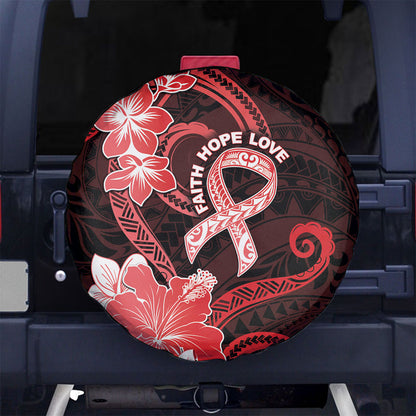 Heart Health Support Spare Tire Cover Warrior Wears Red Polynesian Style