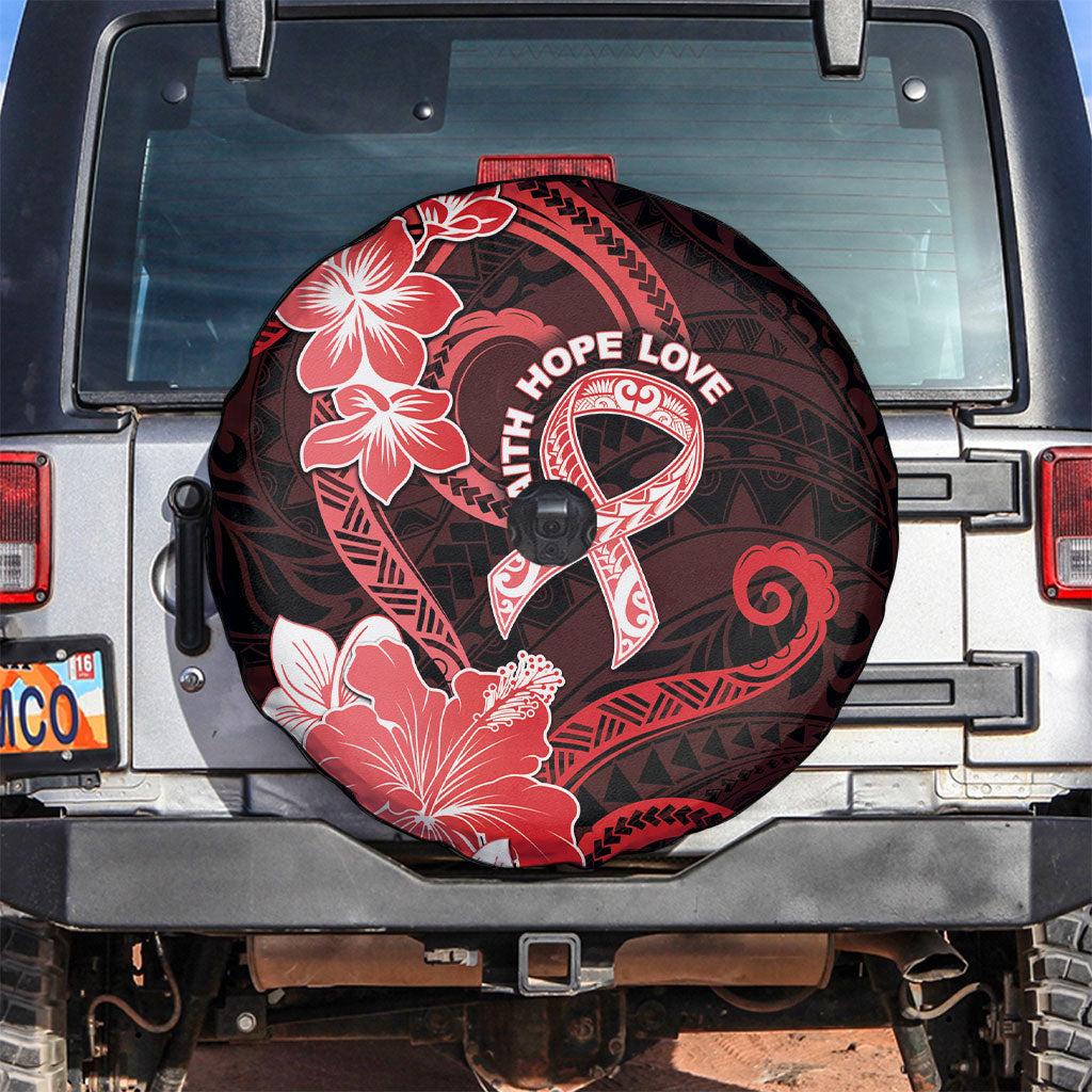 Heart Health Support Spare Tire Cover Warrior Wears Red Polynesian Style