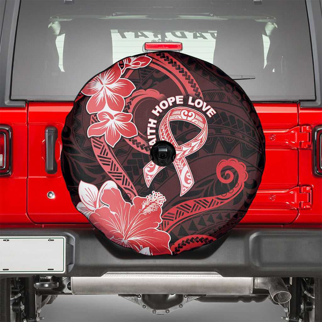 Heart Health Support Spare Tire Cover Warrior Wears Red Polynesian Style