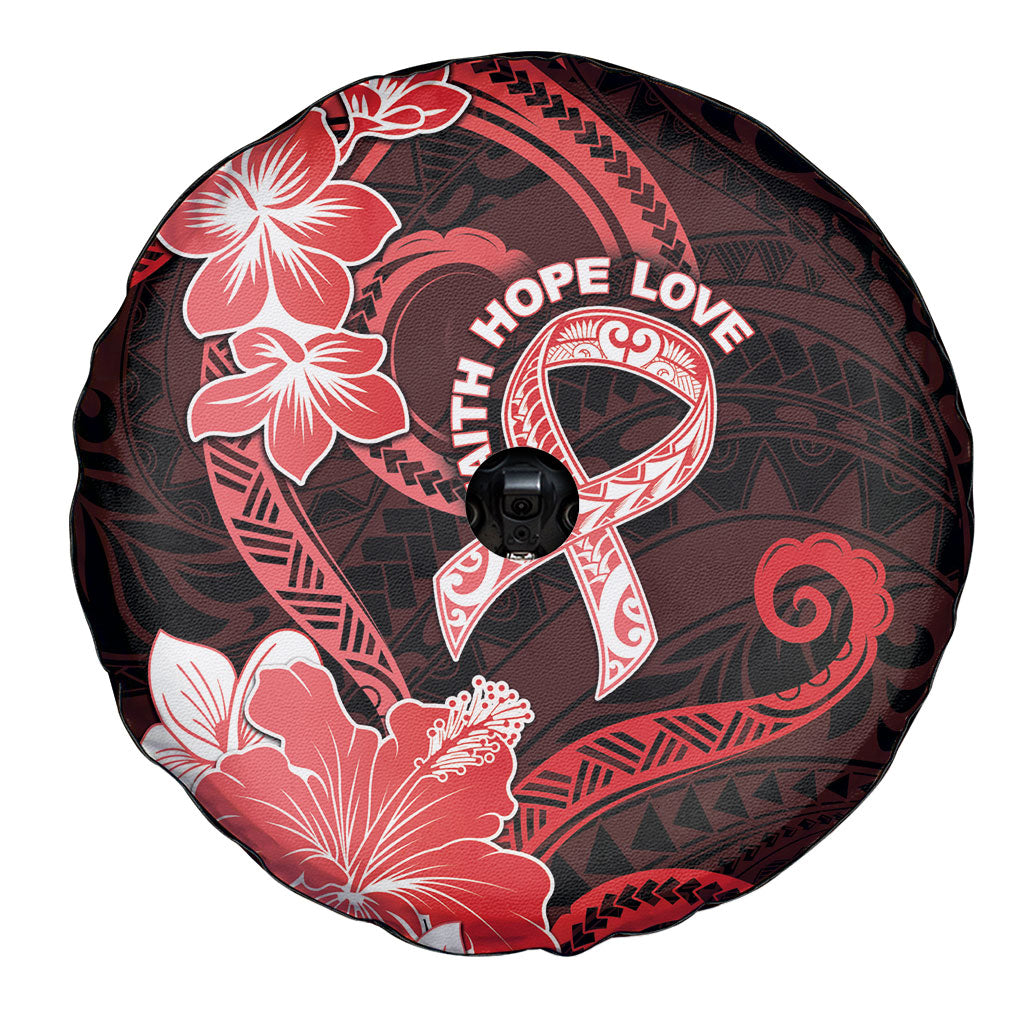Heart Health Support Spare Tire Cover Warrior Wears Red Polynesian Style