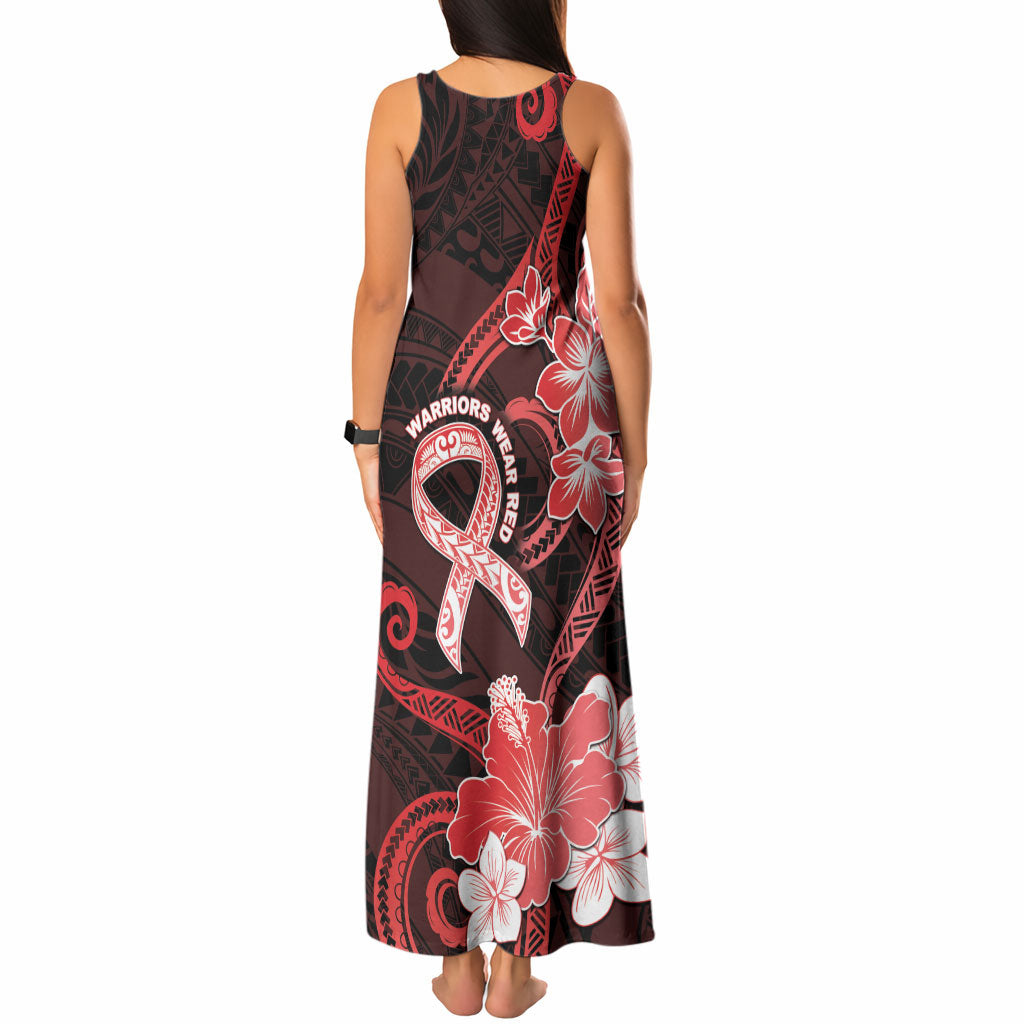 Heart Health Support Tank Maxi Dress Warrior Wears Red Polynesian Style