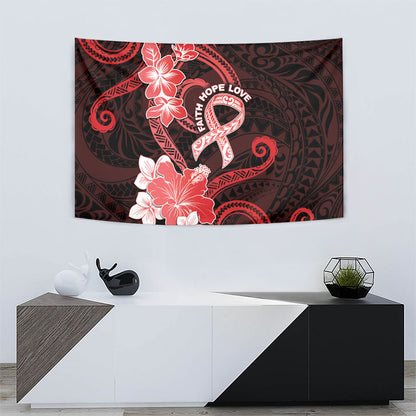 Heart Health Support Tapestry Warrior Wears Red Polynesian Style