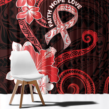 Heart Health Support Window Curtain Warrior Wears Red Polynesian Style