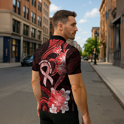 Heart Health Support Zipper Polo Shirt Warrior Wears Red Polynesian Style