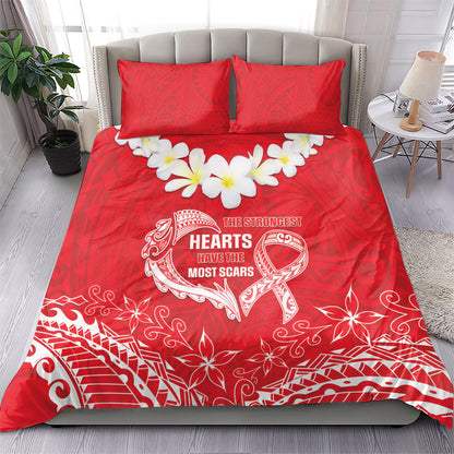 Heart Health Support Bedding Set Polynesian Red Ribbon