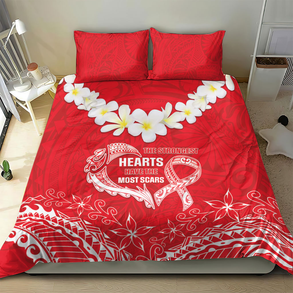Heart Health Support Bedding Set Polynesian Red Ribbon