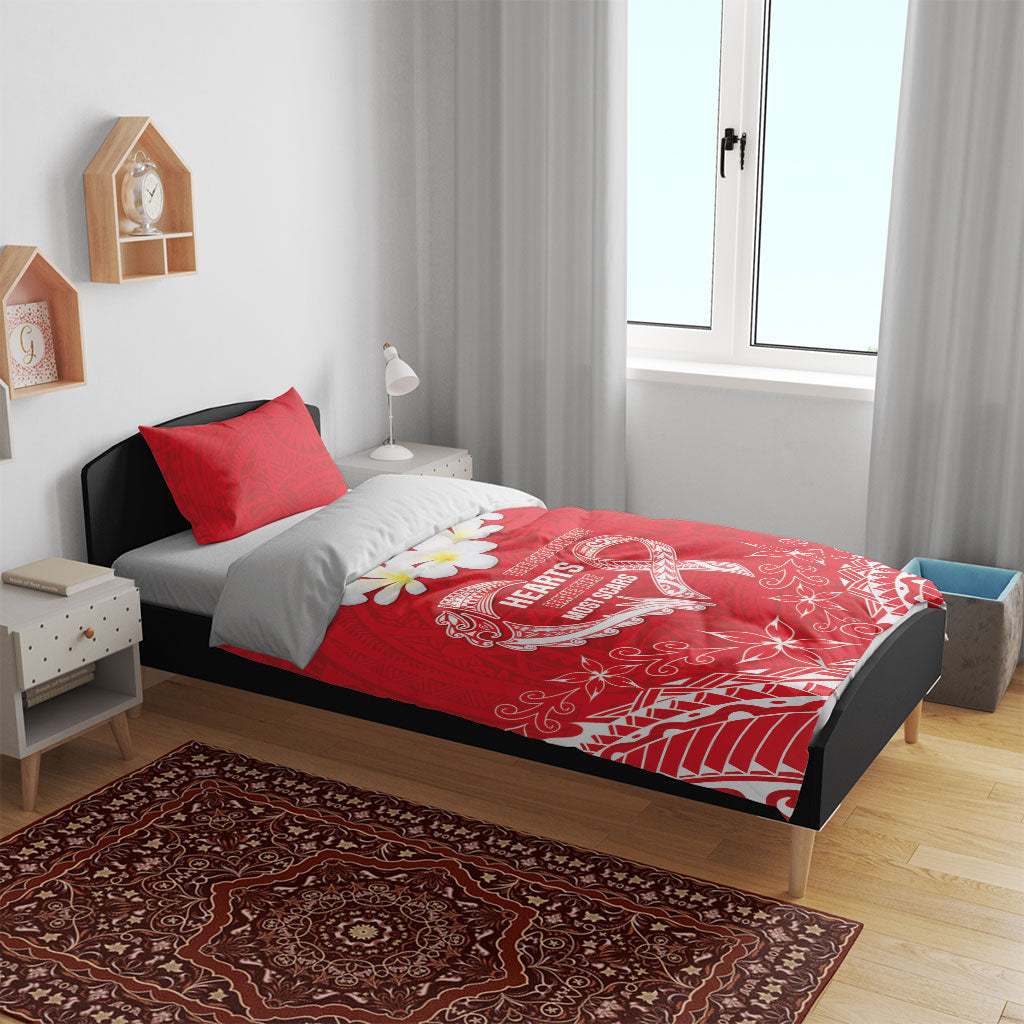 Heart Health Support Bedding Set Polynesian Red Ribbon
