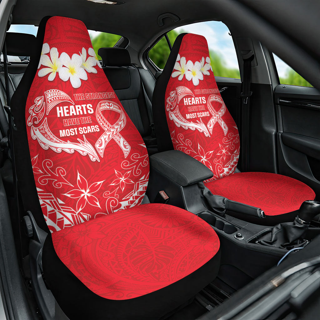 Heart Health Support Car Seat Cover Polynesian Red Ribbon
