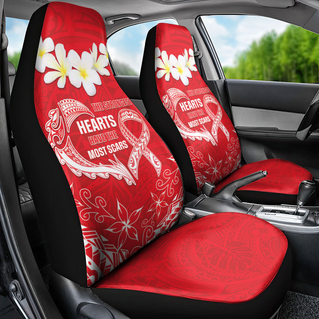 Heart Health Support Car Seat Cover Polynesian Red Ribbon
