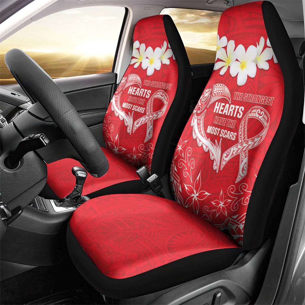 Heart Health Support Car Seat Cover Polynesian Red Ribbon