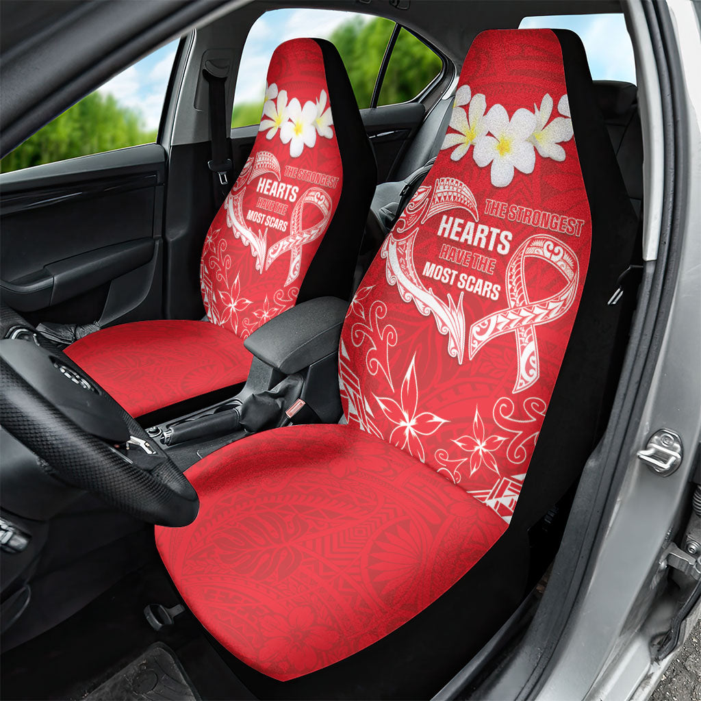 Heart Health Support Car Seat Cover Polynesian Red Ribbon