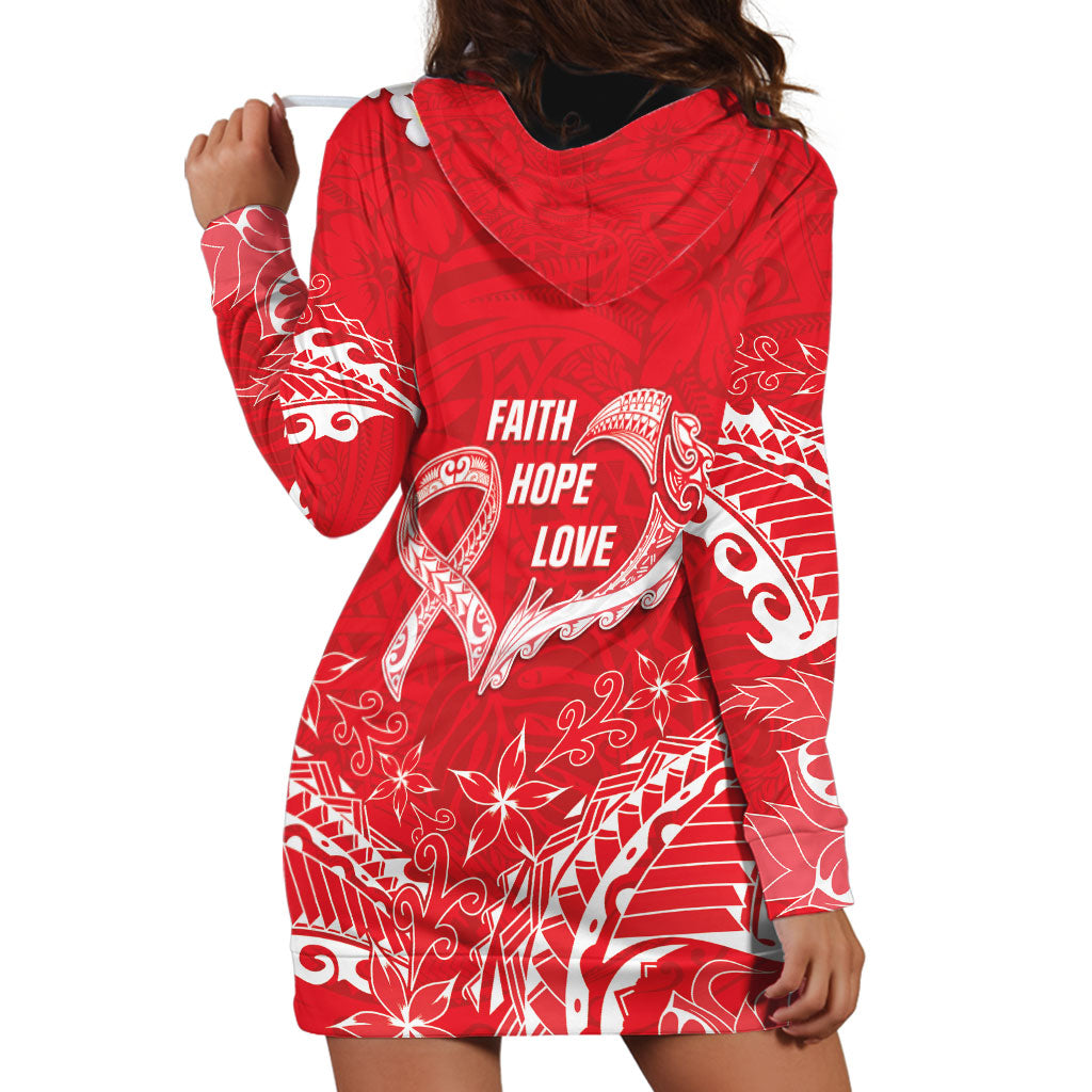 Heart Health Support Hoodie Dress Polynesian Red Ribbon