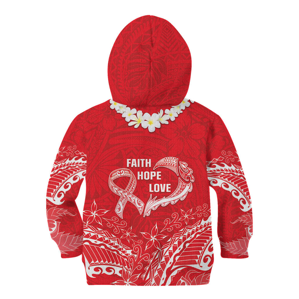 Heart Health Support Kid Hoodie Polynesian Red Ribbon
