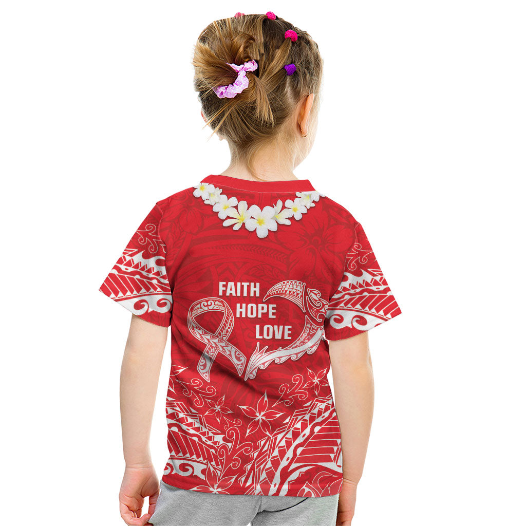 Heart Health Support Kid T Shirt Polynesian Red Ribbon