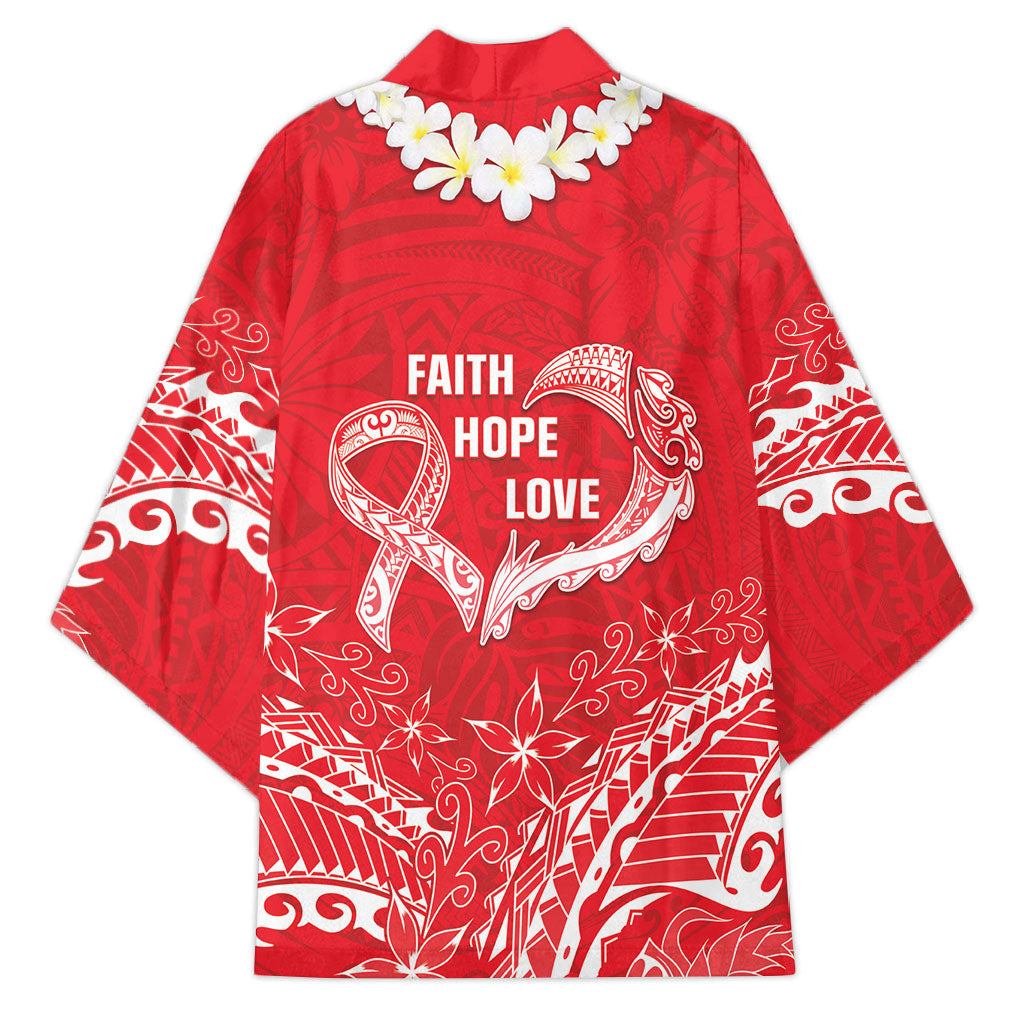Heart Health Support Kimono Polynesian Red Ribbon
