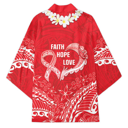 Heart Health Support Kimono Polynesian Red Ribbon