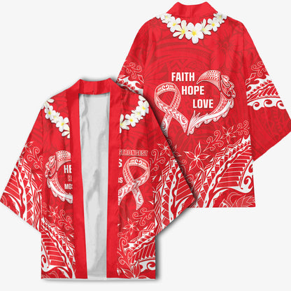 Heart Health Support Kimono Polynesian Red Ribbon