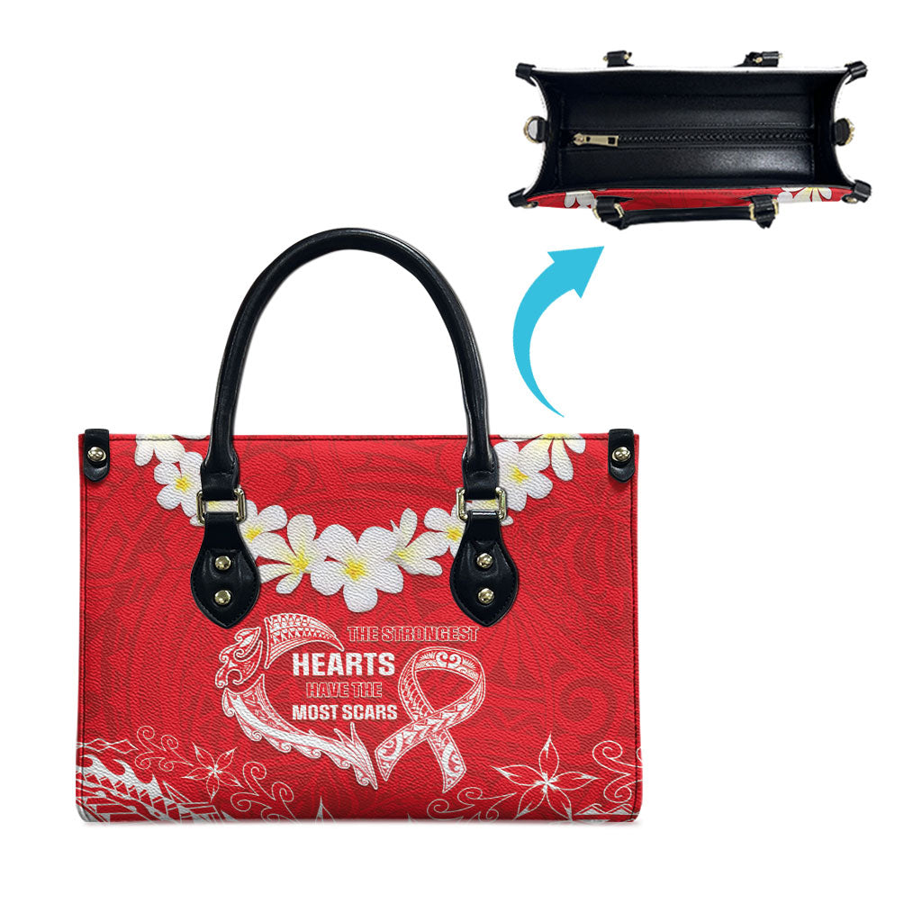 Heart Health Support Leather Bag Polynesian Red Ribbon