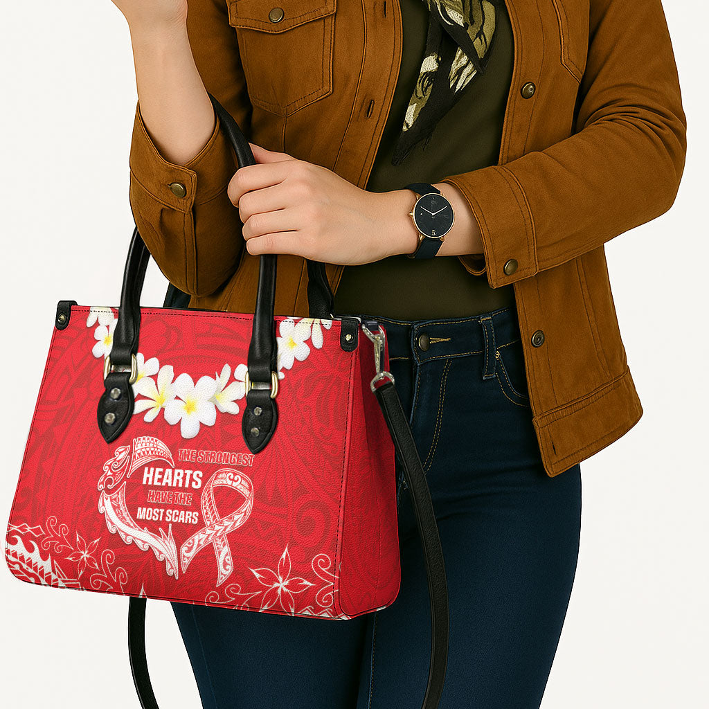 Heart Health Support Leather Bag Polynesian Red Ribbon
