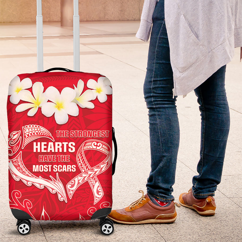 Heart Health Support Luggage Cover Polynesian Red Ribbon
