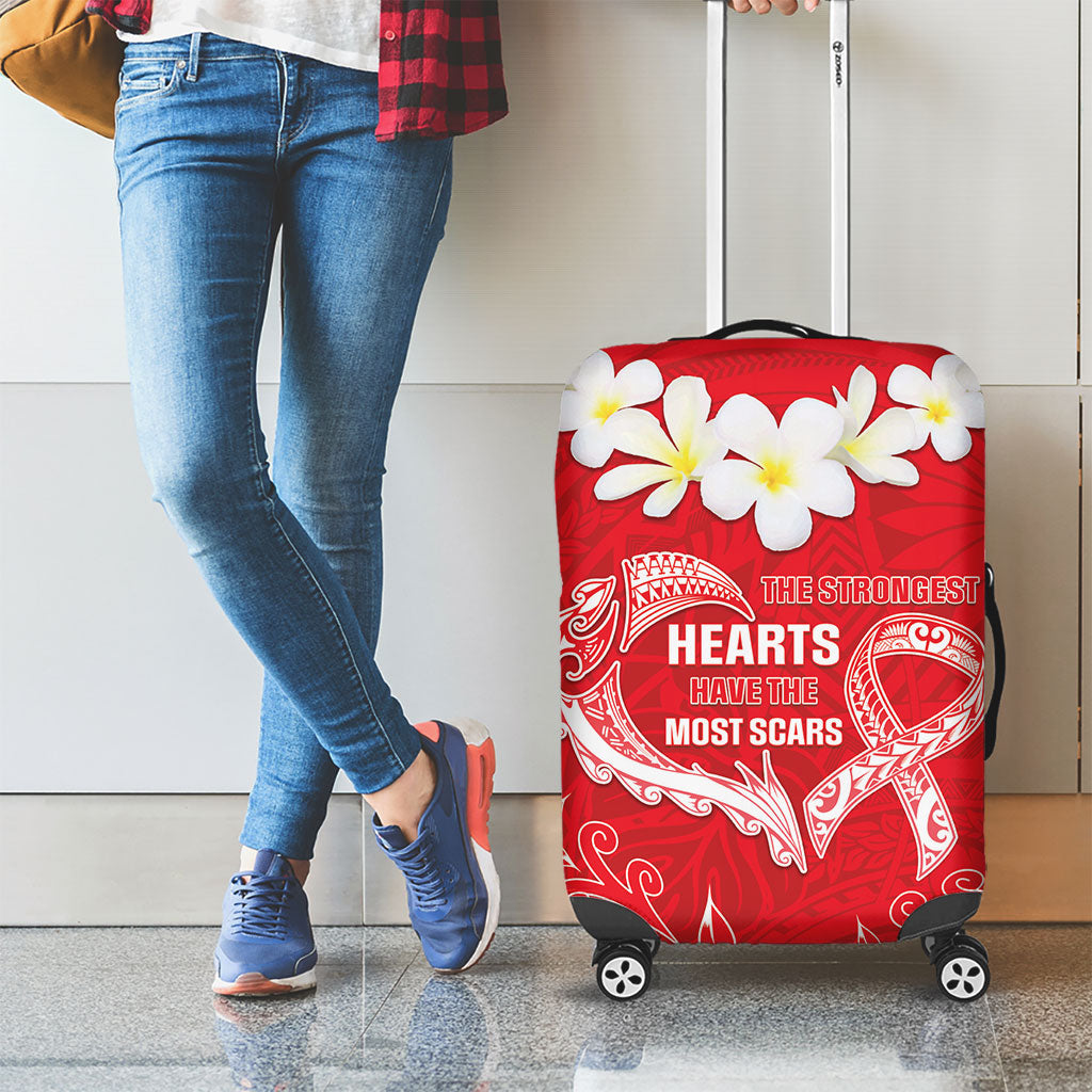 Heart Health Support Luggage Cover Polynesian Red Ribbon