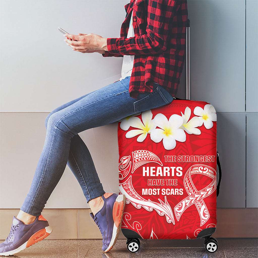 Heart Health Support Luggage Cover Polynesian Red Ribbon