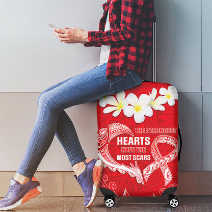 Heart Health Support Luggage Cover Polynesian Red Ribbon