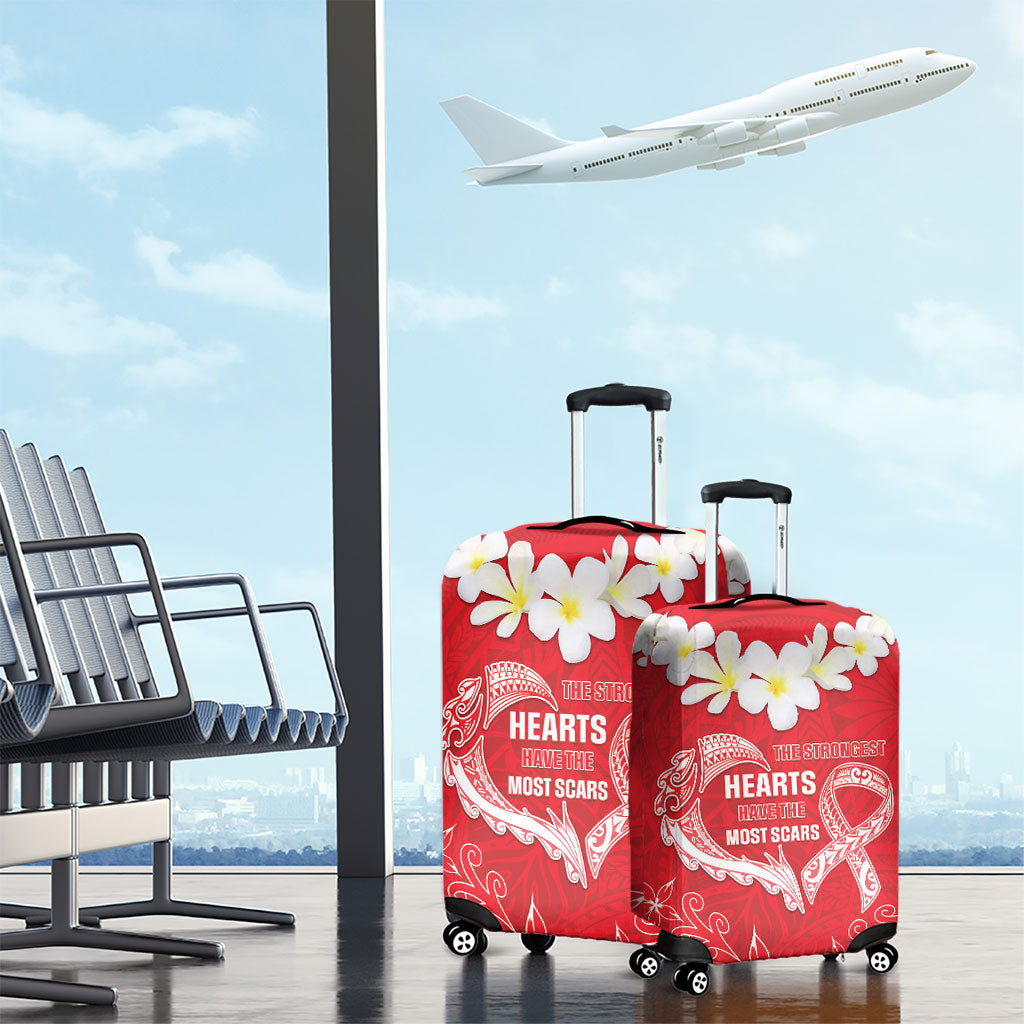 Heart Health Support Luggage Cover Polynesian Red Ribbon
