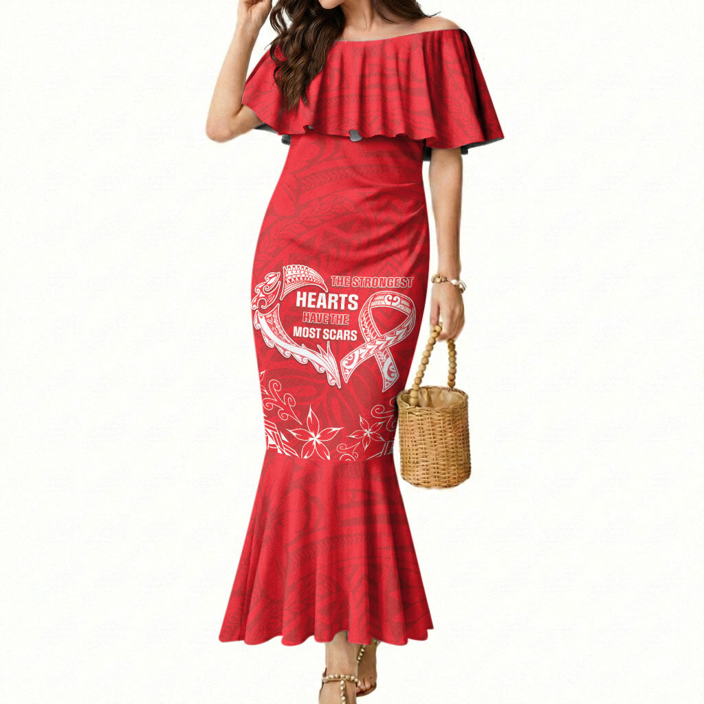 Heart Health Support Mermaid Dress Polynesian Red Ribbon