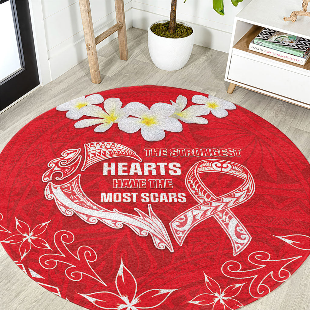 Heart Health Support Round Carpet Polynesian Red Ribbon