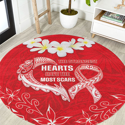 Heart Health Support Round Carpet Polynesian Red Ribbon