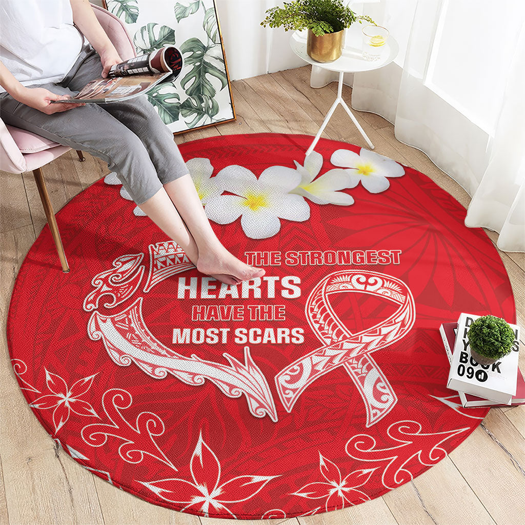 Heart Health Support Round Carpet Polynesian Red Ribbon