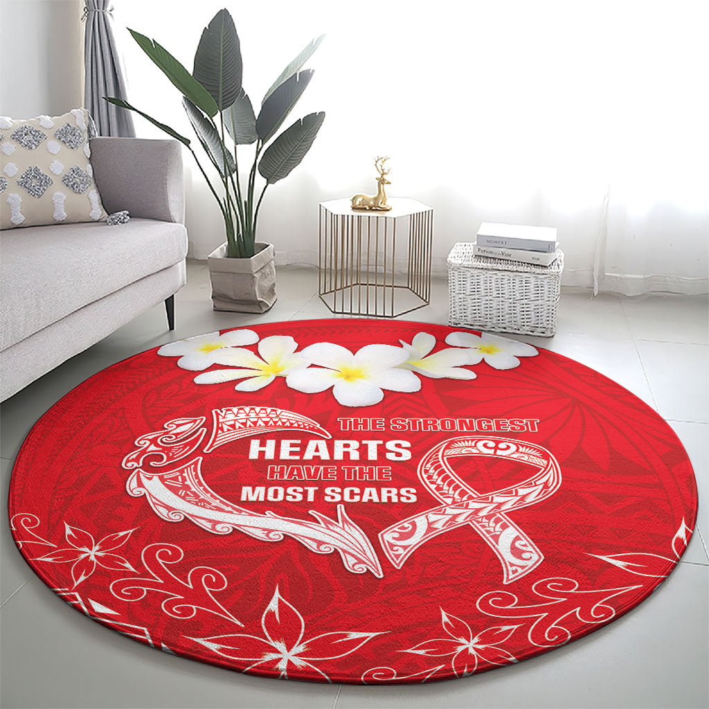 Heart Health Support Round Carpet Polynesian Red Ribbon