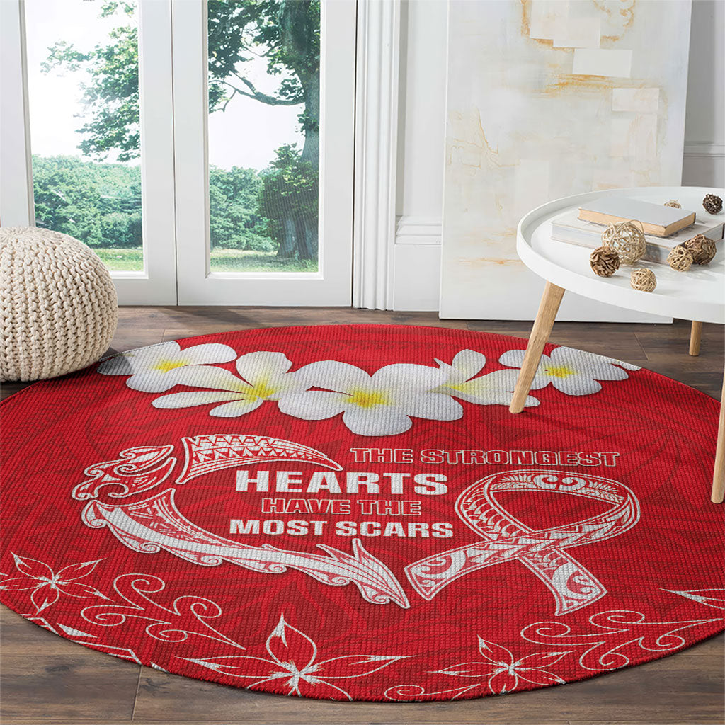Heart Health Support Round Carpet Polynesian Red Ribbon