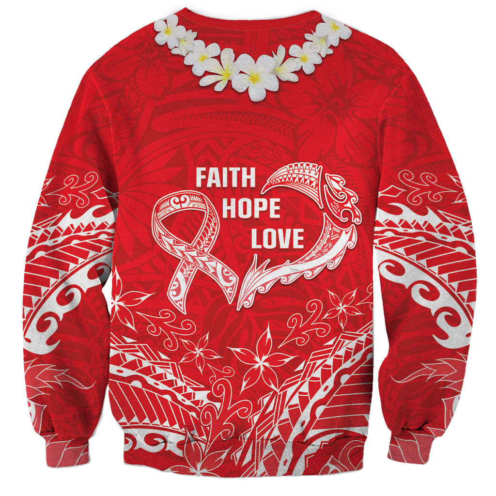 Heart Health Support Sweatshirt Polynesian Red Ribbon