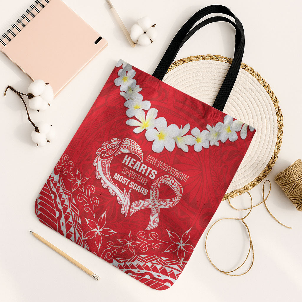 Heart Health Support Tote Bag Polynesian Red Ribbon