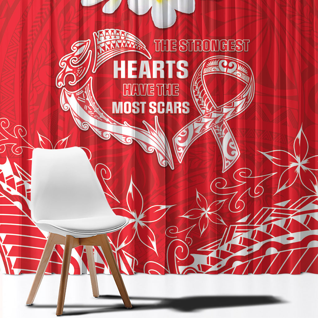 Heart Health Support Window Curtain Polynesian Red Ribbon