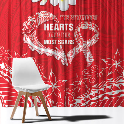 Heart Health Support Window Curtain Polynesian Red Ribbon