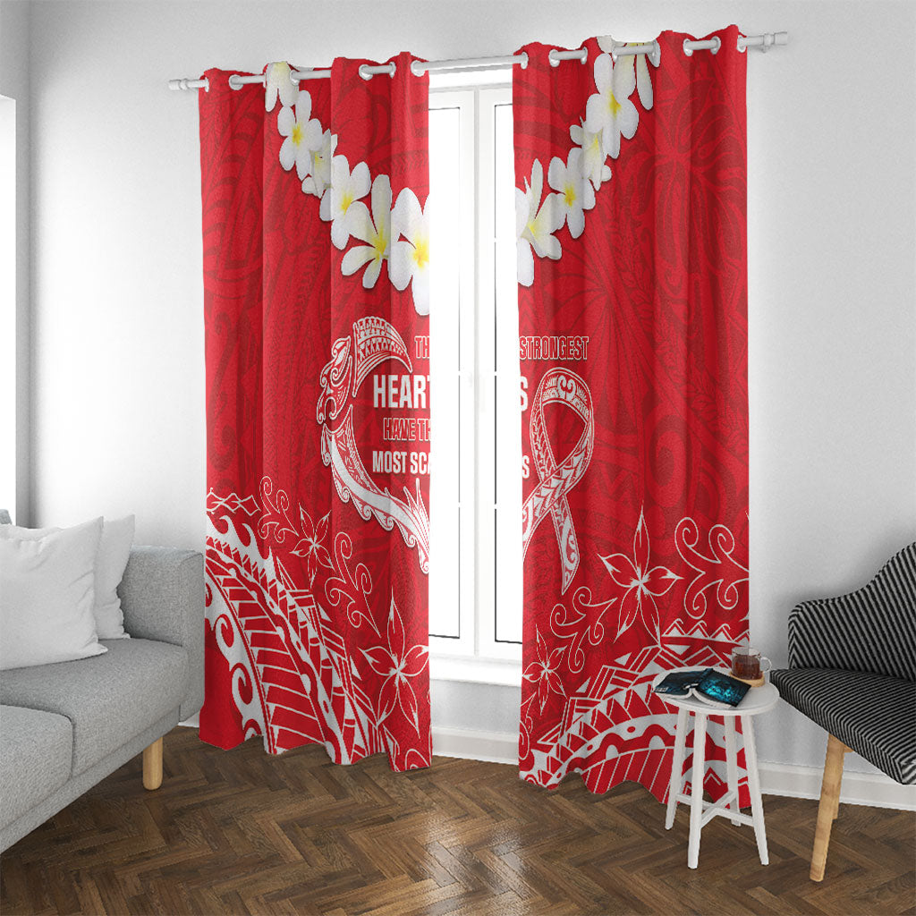 Heart Health Support Window Curtain Polynesian Red Ribbon